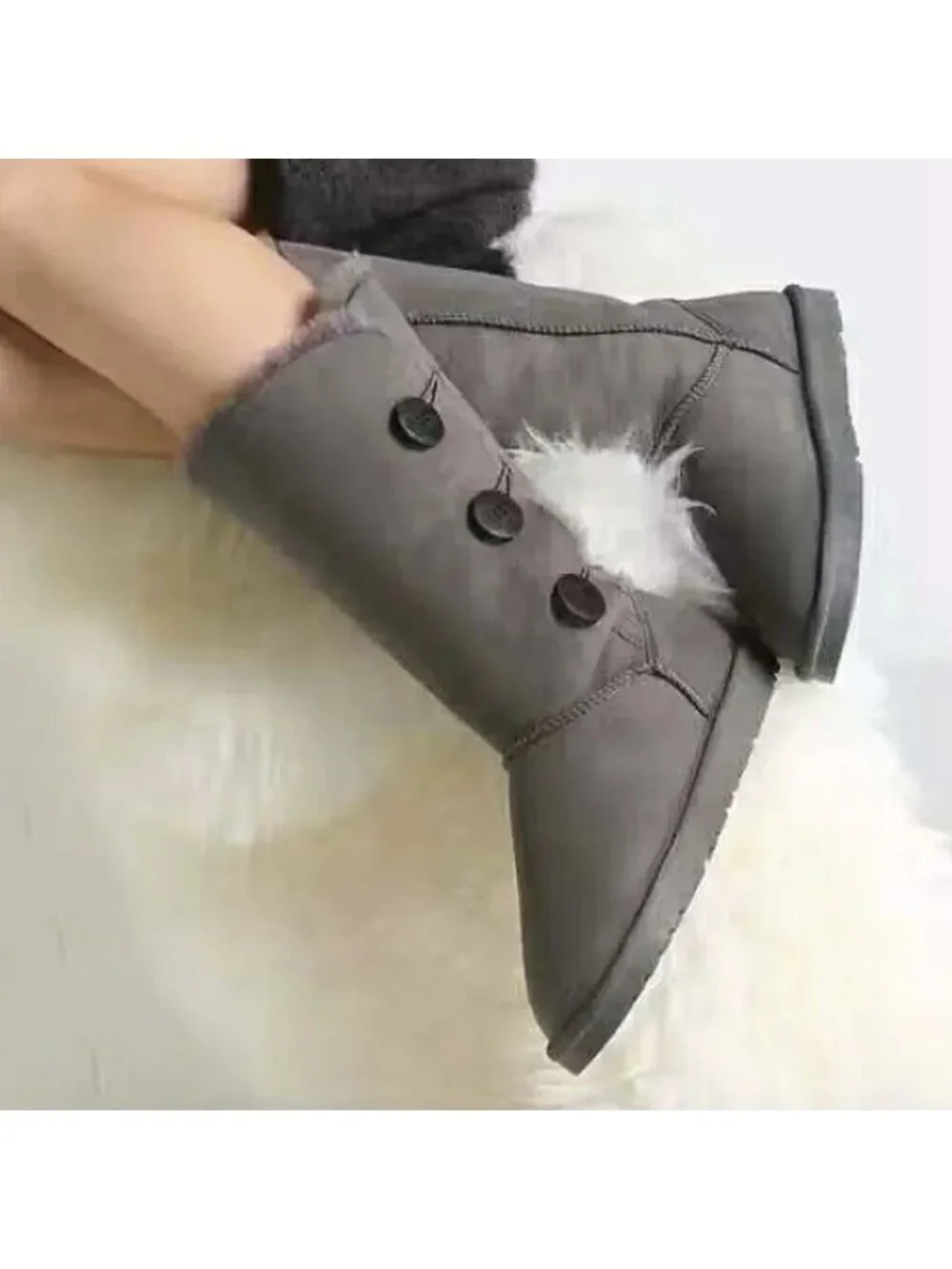 UGG Classic Gray Bailey 3 Button Triplet II Suede Winter Tall Boots